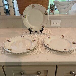 3 dinner plates of Thomson Pottery Pattern "My Garden"